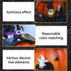 Halloween Witch Pumpkin House Figurine Luminous Resin Pumpkin Statue Crafts Desktop Ornament
