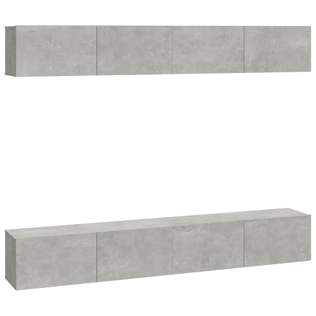 Vidaxl Szafki Ścienne Pod Tv, 4 Szt., Betonowa Szarość, 100X30X30 Cm