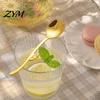 Couverts de cuisine Cuillère à café/glace/thé de l'après-midi en acier inoxydable en forme de tulipe, Manche long, Cuillère de service à dessert avec crochet de suspension,