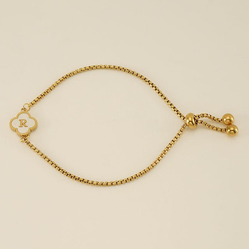 Stainless Steel Shell Clover Letter Bracelet Unique Design Fashionable Wrist Jewelry for Women
