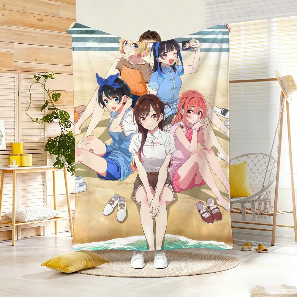 Comedy Anime R-rent a G-girlfriend Throw Lightweight 240g Flannel Blanket Soft Skin-friendly for Summer Cooling