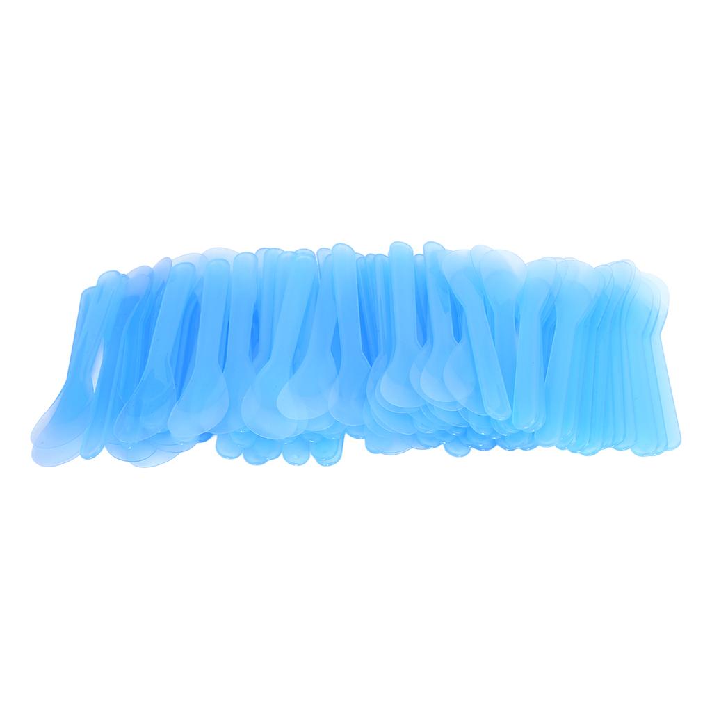 100pcs Cosmetic Spatula Plastic Disposable Hair Removal Cream Tattoo Repair Cream Spatula Blue