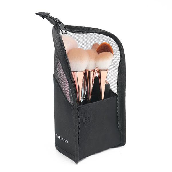 

1 шт., косметичка на подставке для женщин, косметичка на молнии, дорожная женская косметичка, держатель для кистей для макияжа, органайзер, косметичка 13*13.5*24.5cm чёрный