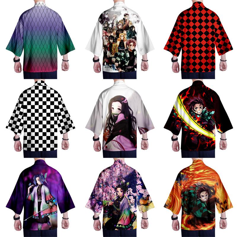 Demon Anime Slayer Kimetsu No Yaiba Cosplay Loose Haori Kimono Robes Coat Tops