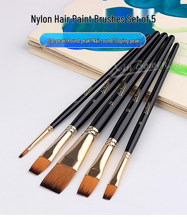 5-Piece High-Grade Nylon Hair Paint Brush Set for DIY and Student Art