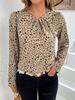 Women's Floral Ruffle Collar Long Sleeve Shirt