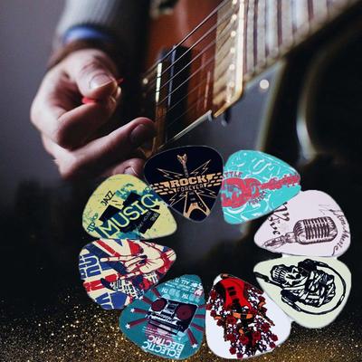 10pcs Pattern 0.71mm Gestures Rock Acoustic Plectrums Guitar Picks Shrapnel Celluloid