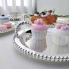 European Style Circle Shape Fruit Plate,31 cm Pearl Dot Silver Metal Cake Plate,Handheld Home Food Tray, Snack Disc Decoration