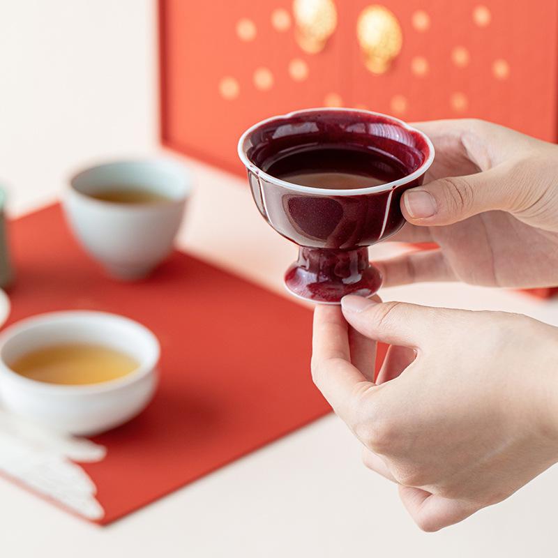 Five Blessings Teacup Gift Set – Chinese Ceramic Tasting Cups for Business or Souvenir