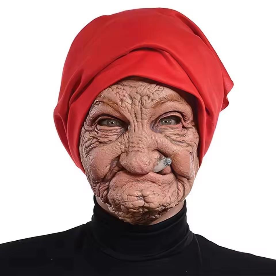 Donna Uomo Maschera Testa Intera Viso Realistica Silicone Nonno Nonna Maschera Forniture di Simulazione Decorazione Halloween Oggetti di Scena Cosplay per Feste