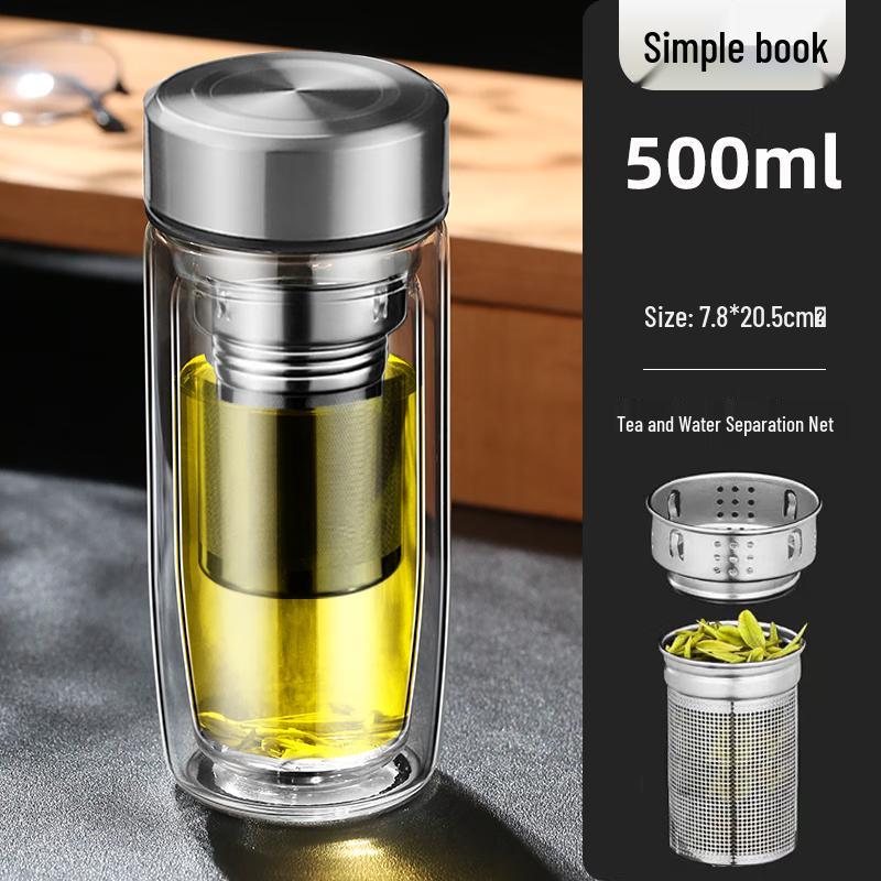 MINGHUI 500ml Double Wall Glass Tea Infuser Bottle