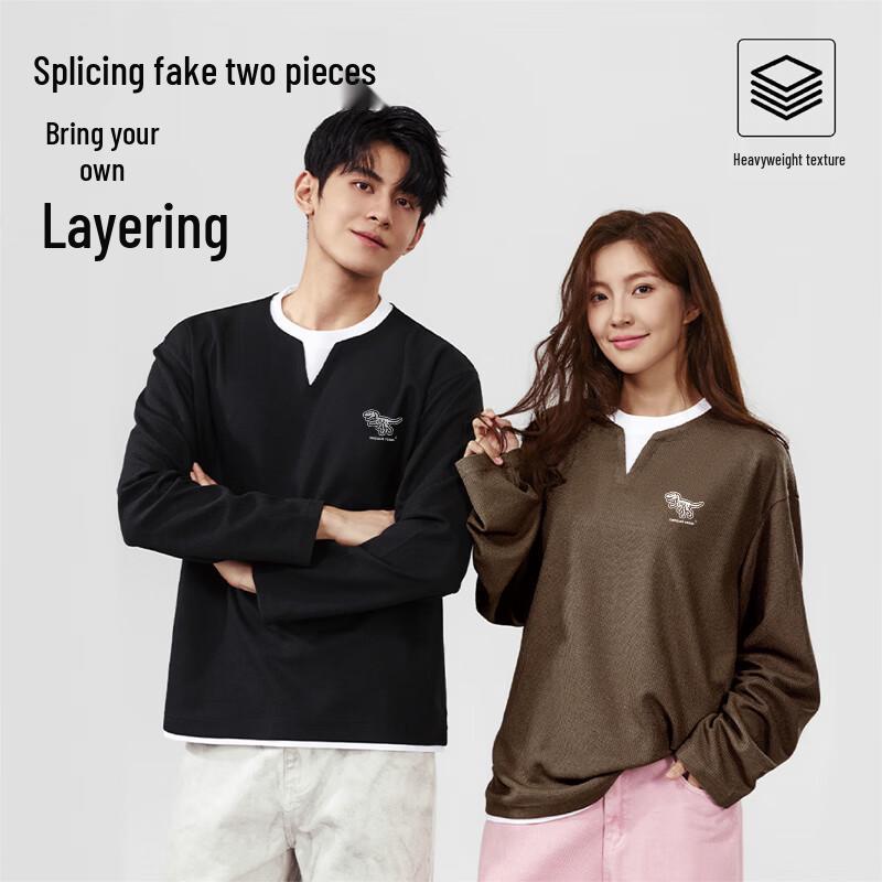 Baleno Men's Waffle Faux Two-Piece Long-Sleeve T-Shirt