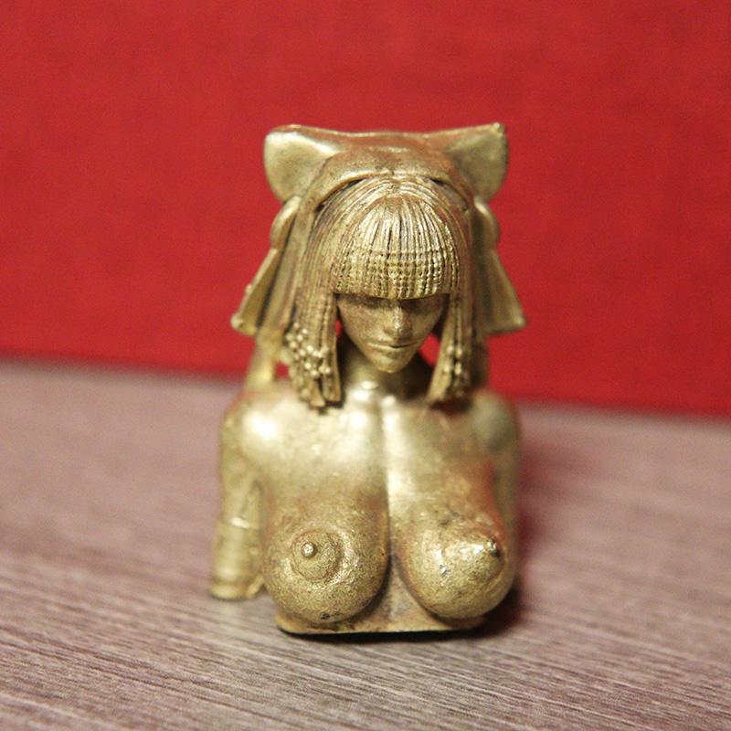 Statuie Fată Frumoasă Nudă cu Sâni Mari Alamă Neagră Egipt Regina Figurine Miniaturi Artă Corporală Artizanat Ornamente de Birou Decorațiuni Retro pentru Casă