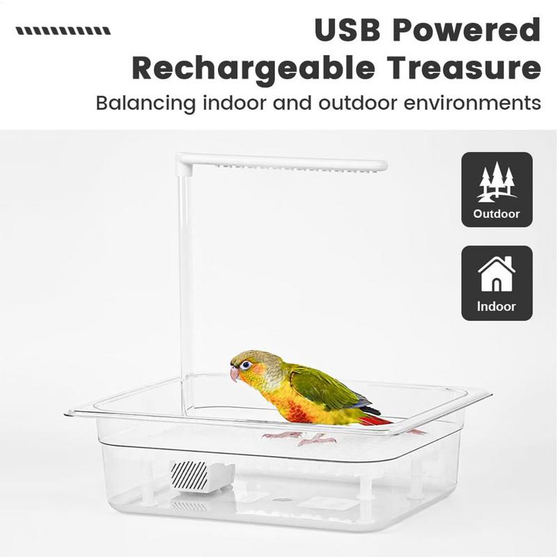 Automatic Bird Bathtub Electric Bird Bath For Parrots Parakeet Shower Fountain With Pump Indoor Circulating Water Bathtub For