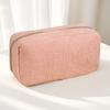 2026 New Women Cosmetic Bag Corduroy Solid Color Makeup Pouch Travel Portable Wash Toiletry Storage Bag Organizer Purse