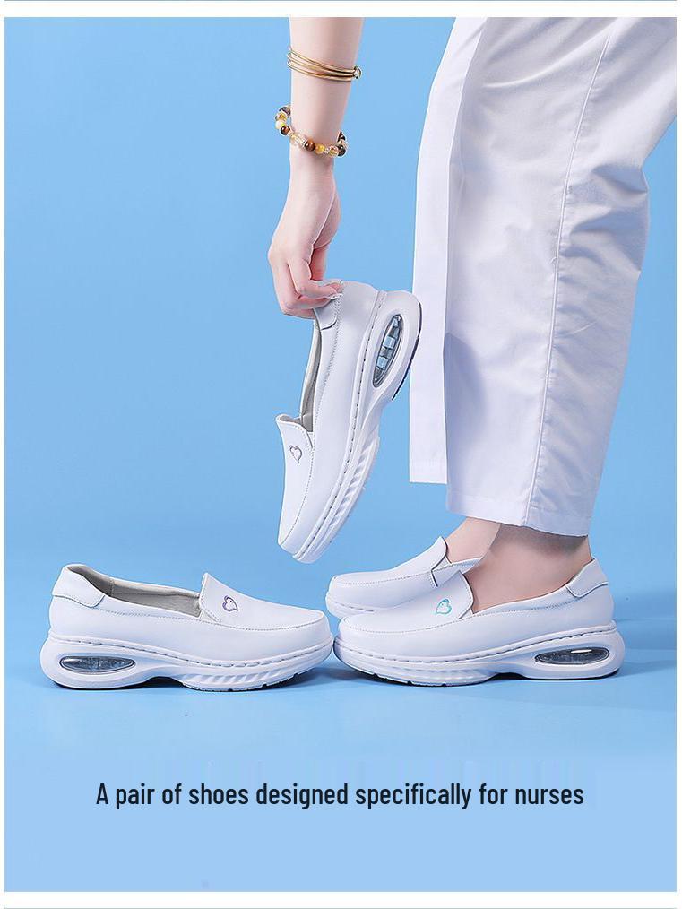 Damen Schwesternschuhe - Weich, Atmungsaktiv, Rutschfest, Bequem, Flacher Absatz, Luftpolster, Höhenerhöhend, Echtes Rindsleder für Medizinische Arbeit