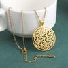 Lucktune Flower of Life Pendant Necklace Stainless Steel Vintage Sacred Mandala Chain Necklace Women Aesthetic Jewelry Gifts