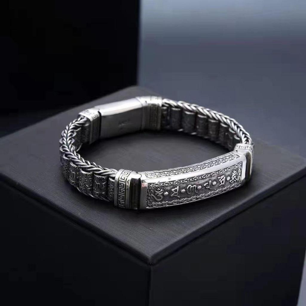 Lulu Tong Sechs-Zeichen-Mantra Herren Armband mit drehendem Zylinder und Perlen: Retro, High-End, Einzigartiges Persönlichkeitsdesign
