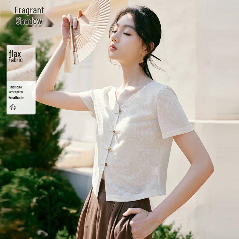 Xiangying Women s New Chinese Style Embroidered T-Shirt L