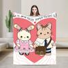 Cute Sylvanian Families Soft Warm Blankets  Camping Plush Throw Blanket Funny Bedroom Flannel Bedspread Sofa Bed Cover
