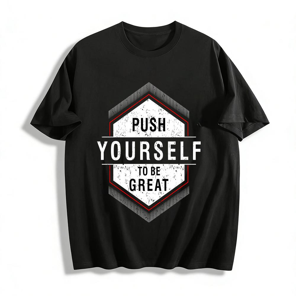 PUSH TO BE GREAT Slogan Print Casual Versatile Daily Top Pure cotton T-shirt XXS