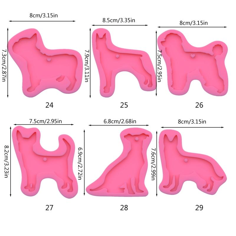 Shiny Dog Shaped Keychain Resin Mold DIY Crafts Pendant Silicone Mould Handmade Glossy Animal Puppy for Key Chain Decor