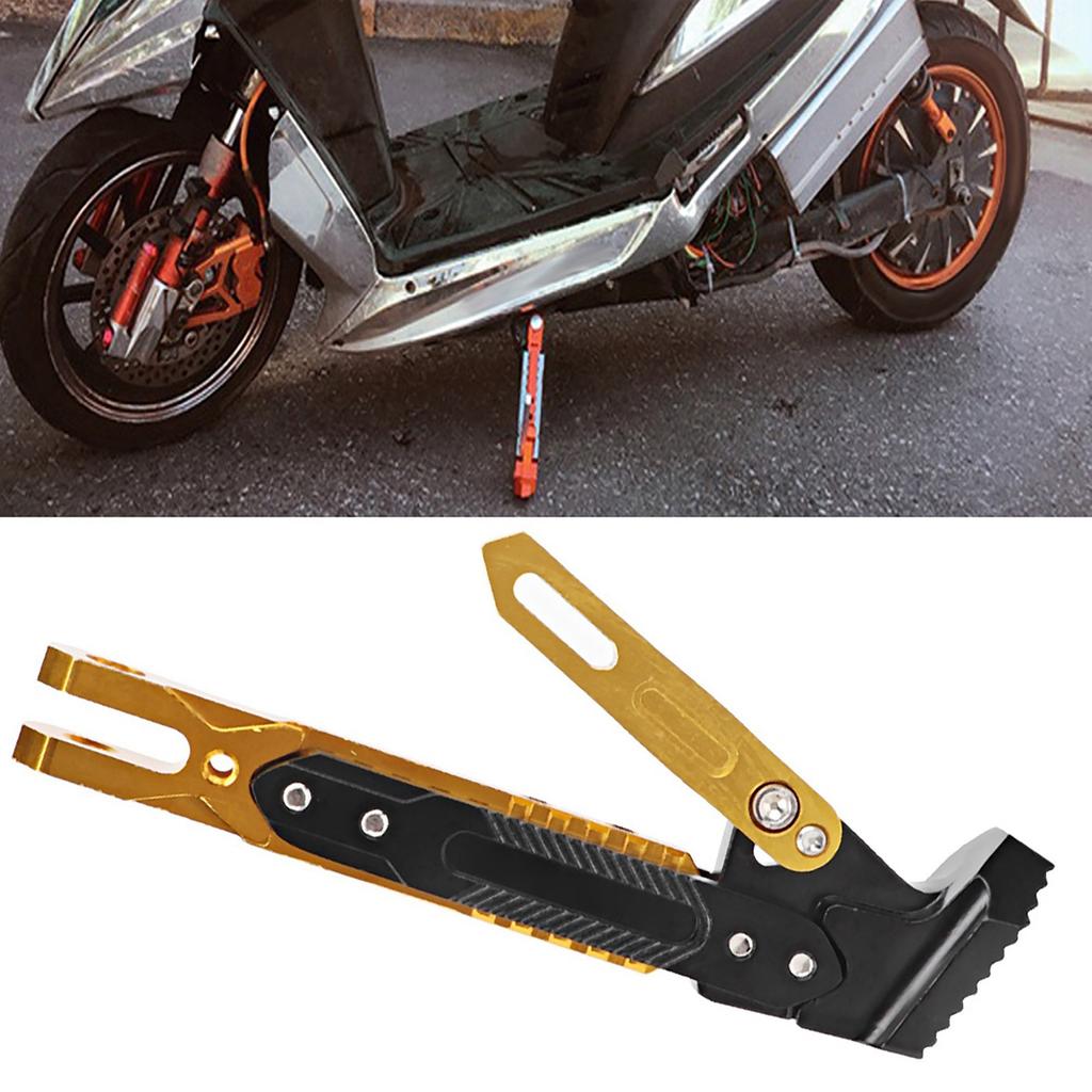 Motorcycle Aluminum Alloy Adjustable Kickstand Foot Side Stand Tripod Holder (Golden)