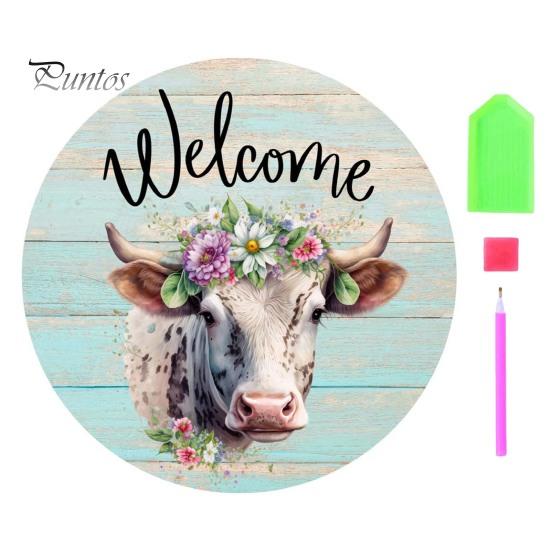 1 Sett Dyr Falsk Diamant Tegnesett Fargerik Blomst Ku Mønster DIY Rhinestones Broderi Korssting Tegning Hjemmedekorasjon Falsk Diamantkunst