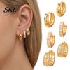 Ohrklemmen für Damen 3 Paar Ohr Manschetten, Minimalistisches Metall Hohl Zirkonia Geschenk für Sie Damen, Modischer Schmuck Ohne Piercing Tägliches Tragen Stapelbar