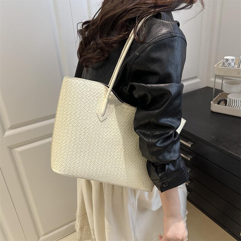 Retro atmospheric large-capacity mother and child bag 2 new simple and fashionable solid color tote bag underarm shoulder bag