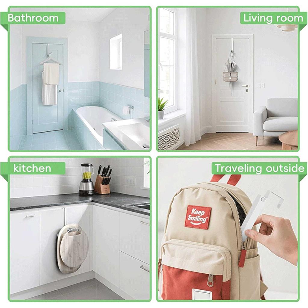 Double Folding Over Door Hooks, Portable Drying Rack for Laundry, Bathroom, Bedroom & Travel Storage ()