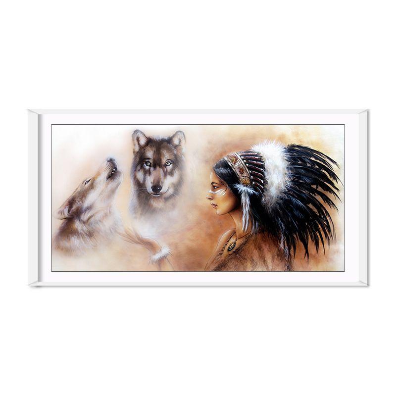 Stunning Wallpaper Murals Indian Girl Wolf Design For Home Interiors