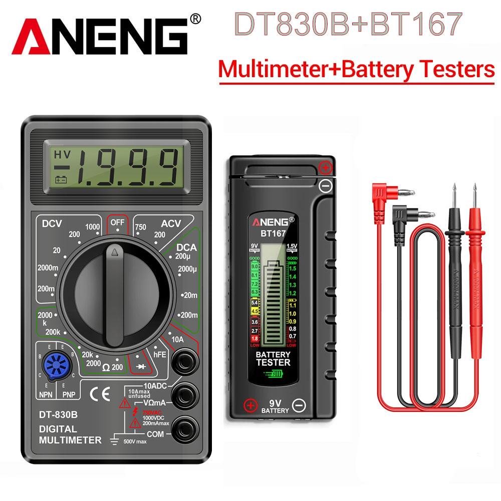ANENG DT830B Digital Multimeter + BT167 Battery Tester Combo 1999 Counts AC DC Voltage Current Resistance Tester Tool Set