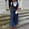 Women's loose retro sleeveless vest with wide leg jeans denim suit clothes sale