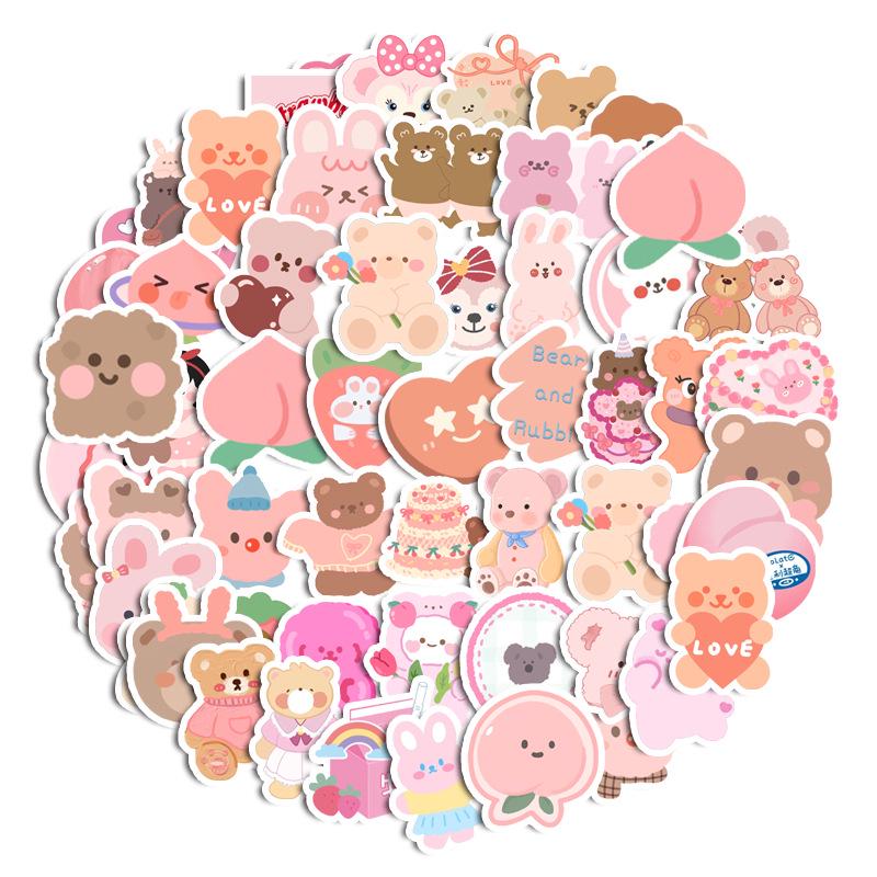 

Cute Bear & Rabbit Emoji Sticker Set: Waterproof, Traceless, Ideal for Decorating Planners, Water Bottles, and Phone Cases - Blue Series.