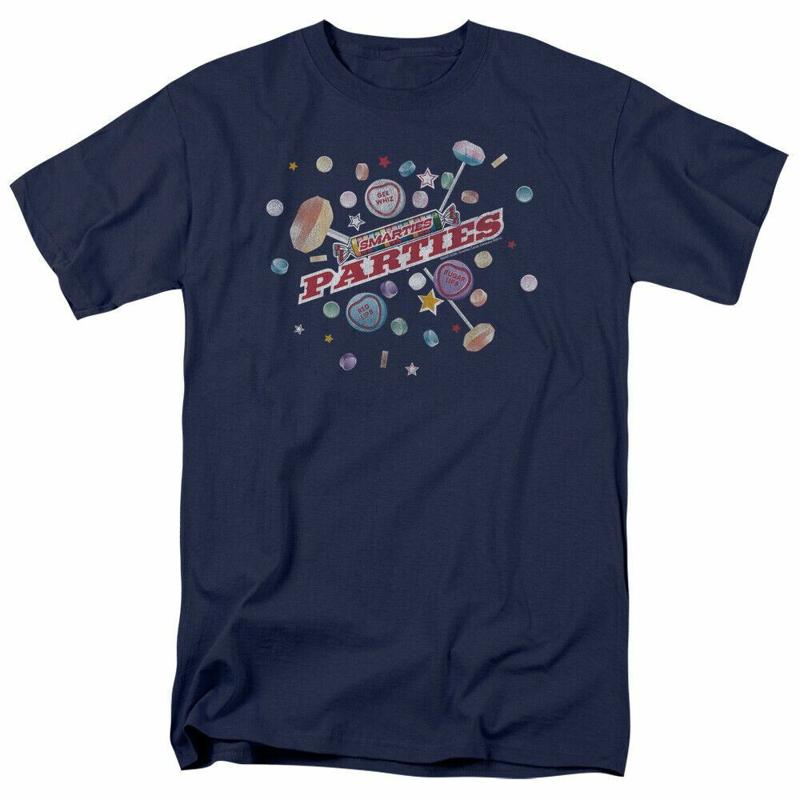 Smarties Parties T Shirt Unisexs Licensed Sweet Tangy Candy Sucker Navy