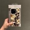 A Retro Leopard Print Floral Patterned Lychee-Textured Phone Case, Suitable for iPhone 17, 16, 15, Plus, Pro, Max Series Phones—Can Be Used as a Gift