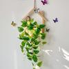 Wall Hanging Artificial Flower Pot for Living Room TV Background with Greenery Planter.