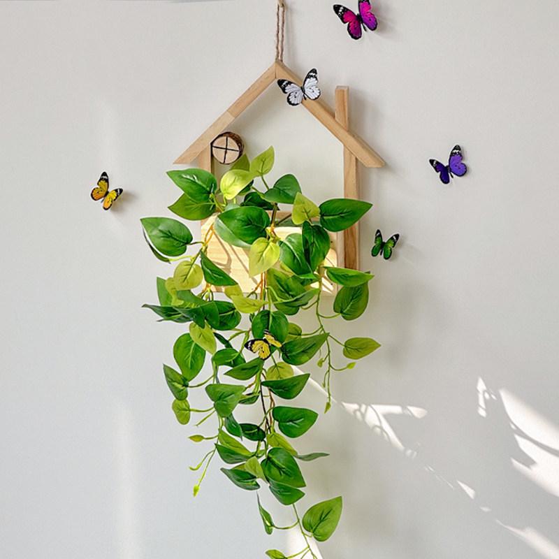 Wall Hanging Artificial Flower Pot for Living Room TV Background with Greenery Planter.