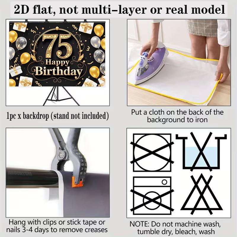 Party Backdrop 75Th Birthday Flat Designed Joyful Serves Photos Well Event Backdrop Decoration Birthday Party Decor