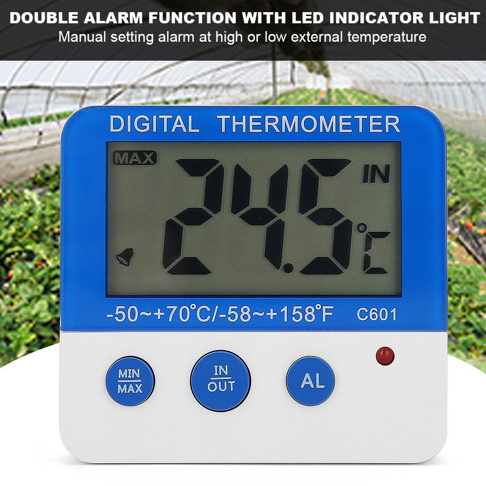 ABS Indoor Outdoor Large LCD Display Mini Alarm Thermometer Livestock Farm Electronic Temperature