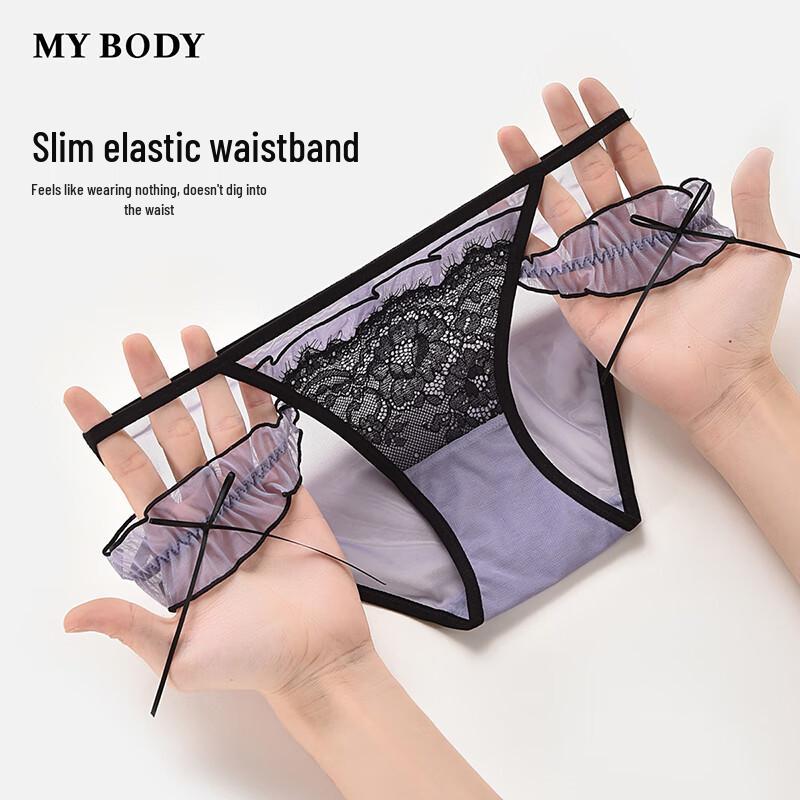 Mybody Women's Sexy Eyelash Lace Low-Rise Briefs