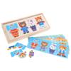 NOLITOY Wooden Dress-Up Puzzle, Animal Toy for Kids, Ages 3+, Develops Hands, Creativity, Includes 5 Colored Cards, 20 Types of Professional Clothing