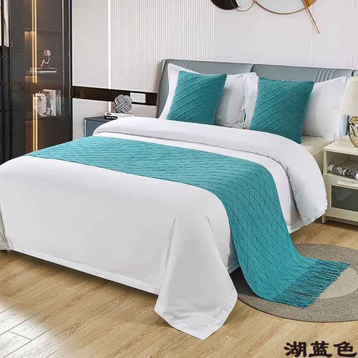

High End Light Luxury Bed Flag Bedding Nordic Style Solid Color Hotel Beds Towel Bed End Towel for Family Dormitory Long Mat 45 * 45cm pillow cover