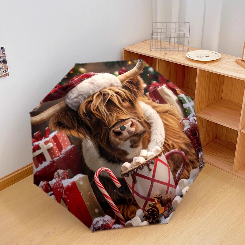 1 PC Automatic Folding Umbrella - Sleds and gifts Pattern, Portable & Foldable Design with 8 Ribs, Christmas Birthday Gifts