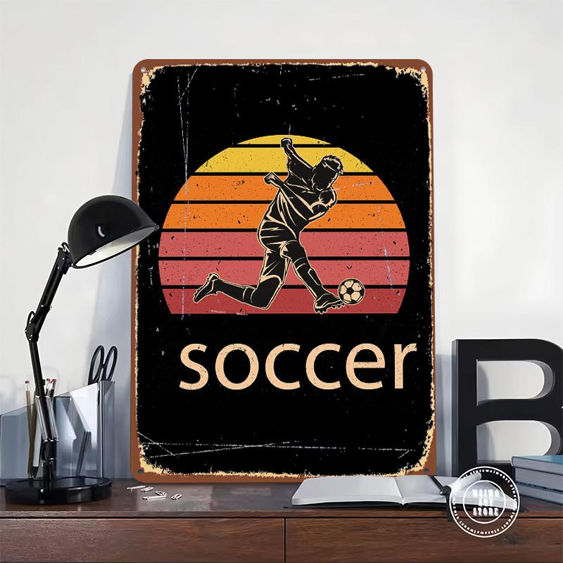 Soccer Vintage Poster Customized Vintage Metal Signs Wall Art Retro Tin Plaque for Mancave Bathroom Decor Gamer Decoration Room