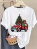 (Asian Size) lovely trend cute New Year T Shirt Christmas Clothing Women Fashion Festival Tee Top Print Woman Short Sleeve Graphic T-shirts