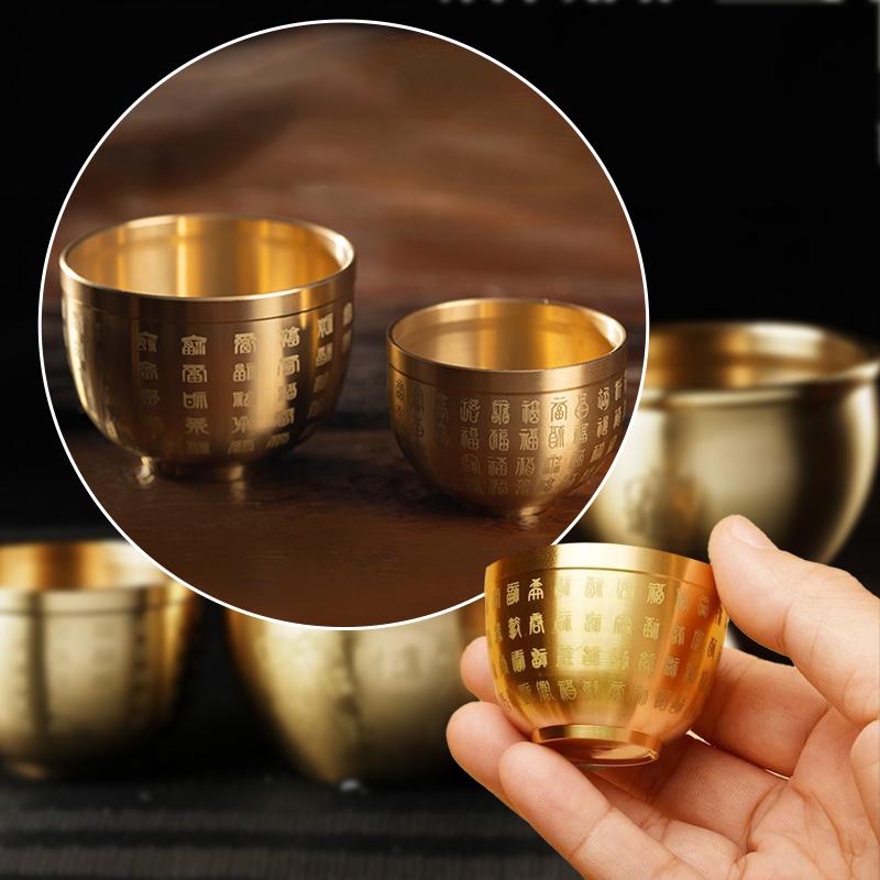 Brass Hundred Blessings Bowl Fortunate Attract Wealth Good Luck Copper Cups Magical Treasure Bowls Snack Soup Kitchen Tableware
