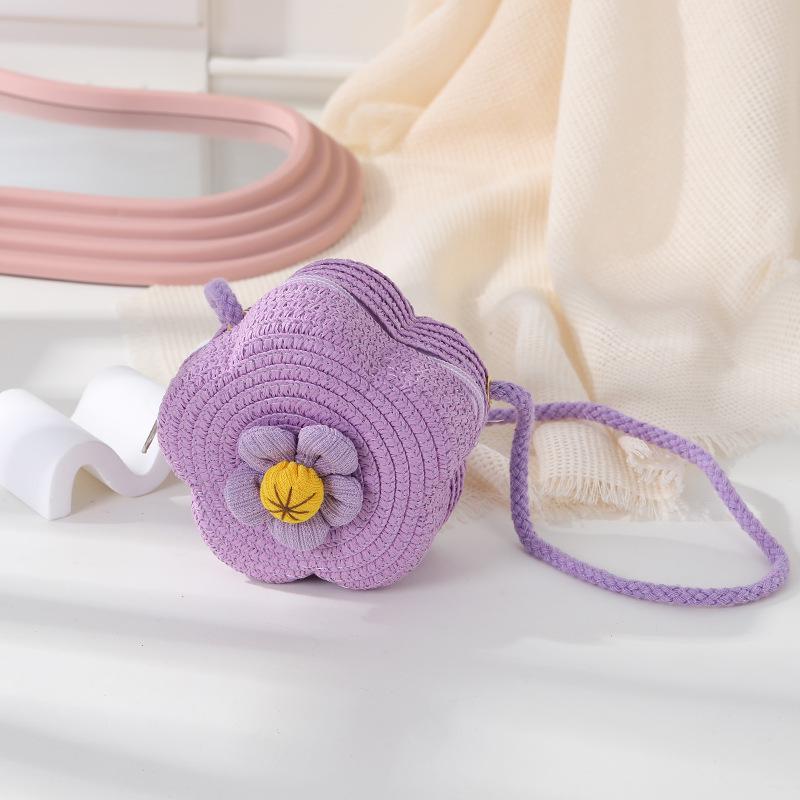 Süße florale Sommer-Strohhut-gewebte Crossbody-Mini-Tasche 2025