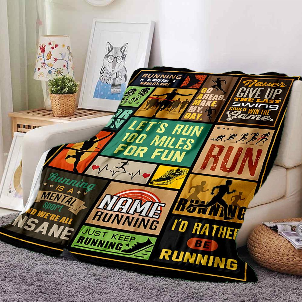 Running Motivation Posters For Fitness Enthusiasts Multipurpose Personalized Text Durable Comfort Throw For Sofa Couch Office Bed Picnics Four Seasons
